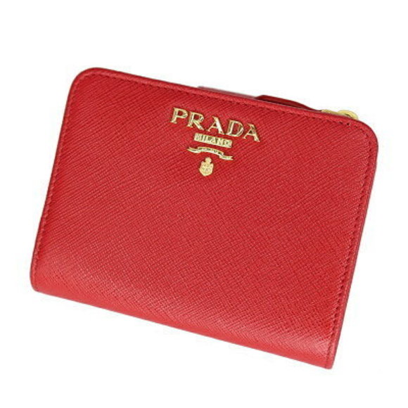 Prada Bifold Wallet Zipper Red - Picture 1 of 9